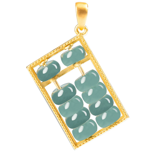Colgante de Jade Natural Grado A, Color Azul Agua, con Diseño de Ábaco, para la Abundancia y la Prosperidad, Chapado en Plata S925, con Textura de Hielo - Product Image 2