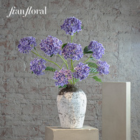 Fleur artificielle en soie d'hortensia réaliste à 2 têtes, réutilisable, en gros, fabriquée à la main, luxueuse, pour centre de table de mariage, maison, hôtel