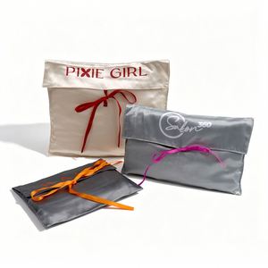 Bolsa de Satén con Logotipo Personalizado, Bolsa para Ropa de Bebé, Bolsa de Lujo para Pelucas, Bolsa de Satén con Solapa para Cosméticos - Product Image 1