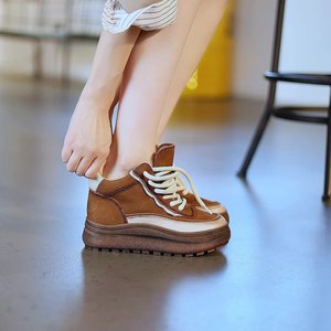 <span class=keywords><strong>Tête</strong></span> couche peau <span class=keywords><strong>de</strong></span> vache haut automne et hiver chaud fond épais chaussures rehaussantes <span class=keywords><strong>tête</strong></span> ronde couleur bloquant décontracté Martin bottes - Product Image 3