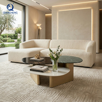 Fabricant chinois de meubles de salon italiens modernes et luxueux, ensemble de tables basses en acier inoxydable et marbre, combinaison haute et basse