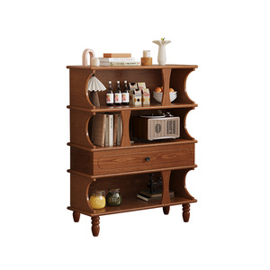 My Nest Vintage <b>Solid</b> <b>Wood</b> <b>Bookcase</b> 22mm Thickness Freestanding Storage Cabinet Living Room Display Shelf - Product Image 5