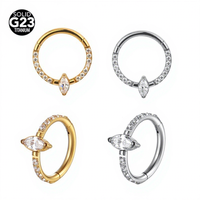 Anneau de nez sans soudure en titane F136 G23 incrusté de CZ marquise, bijou de piercing tendance, cadeau de mariage