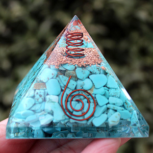 Kogiya Crystal Chip Pyramid <b>Resin</b> Epoxy Copper Wire Decorative Desktop Ornament For Home Gift - Product Image 1
