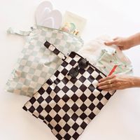 Sacs étanches réutilisables anti-salissures à motif damier, format mini, lot de 2, pour maillots de bain de garçons, vêtements de bébé, usage en voyage