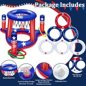 Jeu de fléchettes flottant gonflable 2-en-1 avec panier de basket et tableau de scores pour adolescents et adultes, idéal pour les fêtes aquatiques estivales - Product Image 3