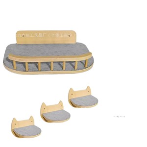 Wooden Cat Hammock Wall Mounted Semi Circle Pet <b>Bed</b> With Scratching <b>Pad</b> For Cats - Product Image 5