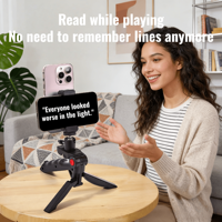 Support de Téléprompteur Double pour Téléphone, Perche à Selfie et Trépied pour Diffusion en Direct et Enregistrement, Support de Téléphone Portable Multifonctionnel et Portable.