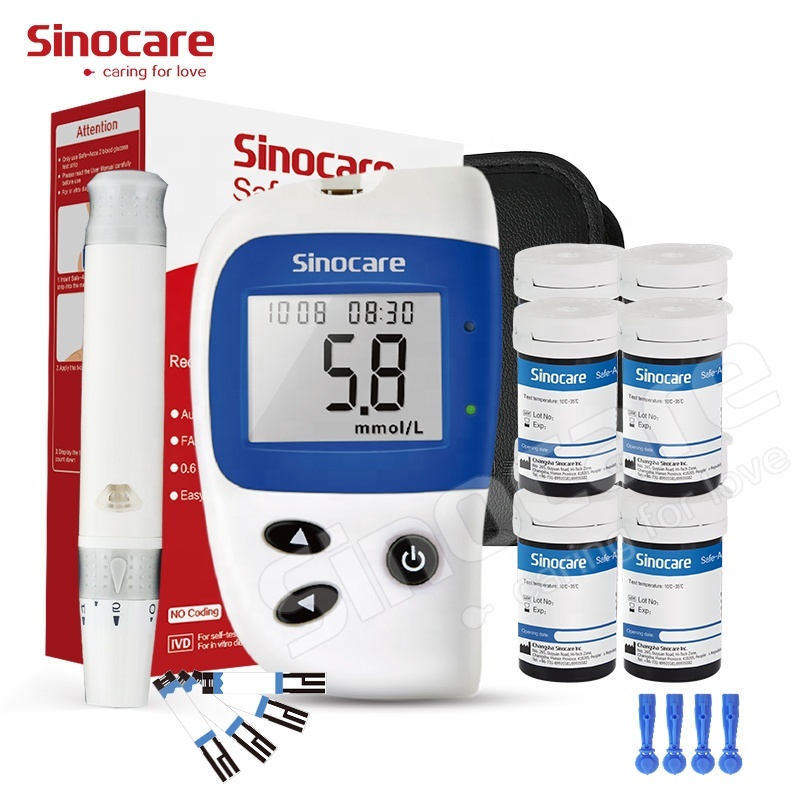 CE Sinocare безопасный Accu 2 бытовой цифровой монитор уровня глюкозы в крови Autocode глюкометр Проверка уровня сахара в крови с 200 тест-полосками