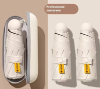 Logo personnalisé Mini parapluie de protection UV compact portable à cinq volets avec poche pour adultes housse de soleil et de pluie pliante avec étui à capsules