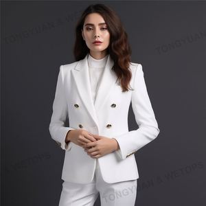 Traje elegante para mujer, chaqueta <span class=keywords><strong>blanca</strong></span> de oficina, de gran tamaño, último diseño, dos piezas, ropa de negocios - Product Image 1