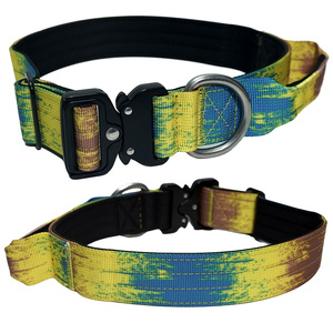 Vibrant Tie-Dye Luxury Tactical Dog Collar Personalized Durable Nylon Training Collar Stainless Steel D <b>Ring</b> Metal Hardware - Product Image 2