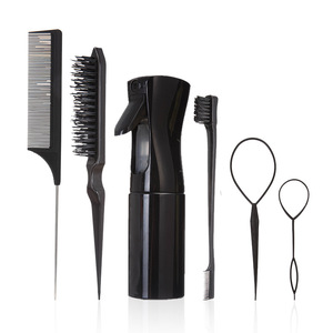Ensemble d'outils de coiffure, ensemble de brosses et peignes noirs avec fourchettes à cheveux et brosse de coupe pour usage général - Product Image 1