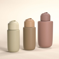 Flacon de shampooing en plastique HDPE mat rond haut de gamme pour gel douche et après-shampoing, avec bouchon rond à disque