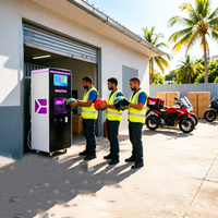 Distributeur automatique de nettoyage de casques de moto avec écran tactile SDK, options de paiement multiples, construction en acier, support OEM