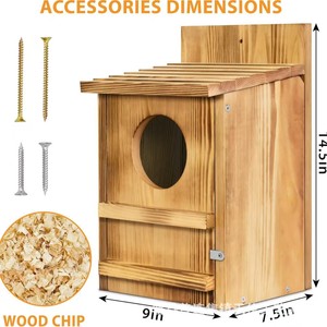 Nichoir en bois transfrontalier pour oiseaux, mangeoire extérieure suspendue pour colibris, nichoir pour hiboux avec fenêtre, maison pour oiseaux - Product Image 4