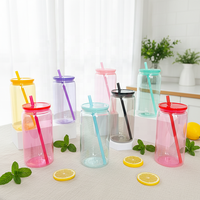 Gobelets à smoothie en plastique personnalisables sans BPA de 16 oz avec pailles pour DIY, personnalisation, camping et cadeaux d'affaires