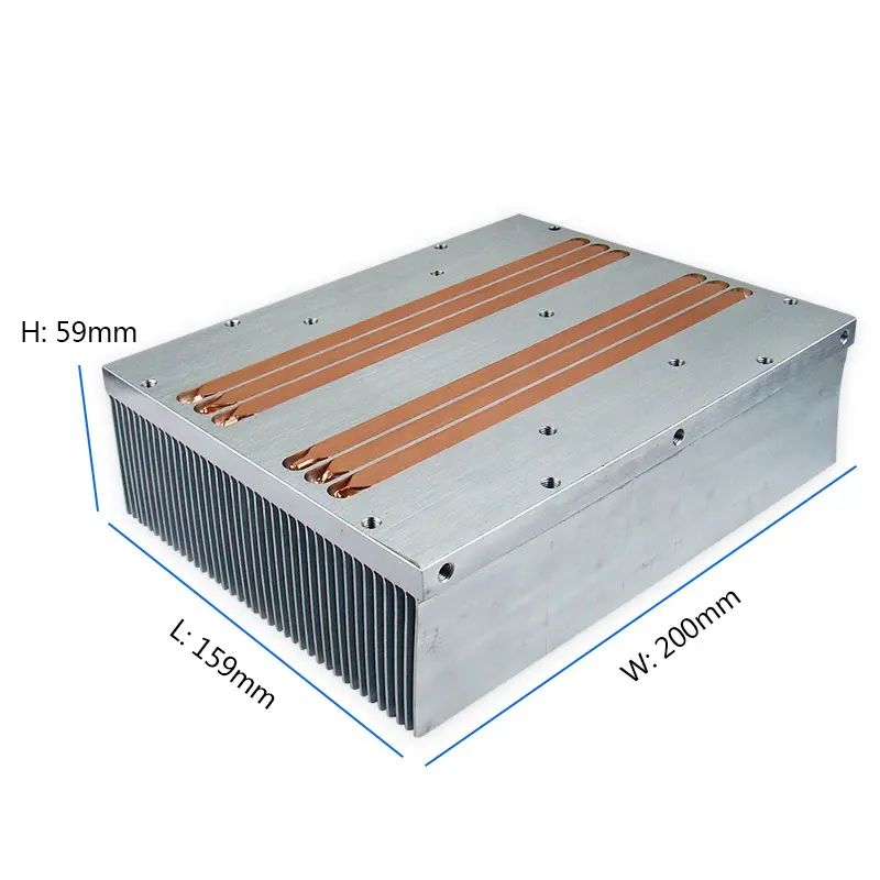 Dérives en aluminium pour tuyau de chaleur et glissante, sur mesure, large de 200mm, dissipateur thermique