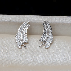 Ensemble d'accessoires DIY pour femmes, pendentif en argent S925 en forme de plume, anneau d'oreille, perle de cheveux vide 5-6-7, support vide 3259, bijoux de mode pour le cou - Product Image 5