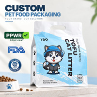 Sacs d'emballage personnalisés pour litière pour chat, nourriture pour chat, nourriture pour chien, collations, avec fermeture éclair réutilisable, 1 kg, 2 kg, 4 kg, 20 kg