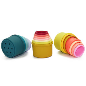 Hot Baby Bpa Free Silicone Stacking Cups Sensory Building <b>Tower</b> Set Stack up Cup Toys - Product Image 5