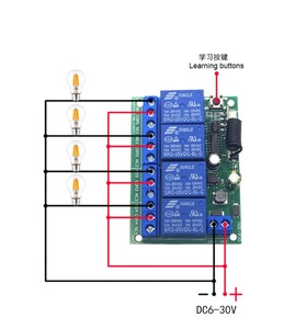 Récepteur de relais universel sans fil DC 12V 4CH RF 433mHz 10A, interrupteur à télécommande sans fil, émetteur, ouvre-porte, télécommande de <span class=keywords><strong>garage</strong></span> - Product Image 3