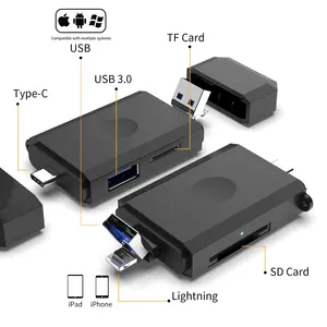 OTG Usb untuk iPhone 11 12 Mini max pro xs xr x se 7 8plus Ipad Android Lightning Tipe C colokan usb ke SD/TF port adaptor USB OTG