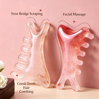 Outil de Gua Sha en Quartz Rose Naturel, Pierre de Massage Facial en Forme de Cœur pour Soins de la Peau