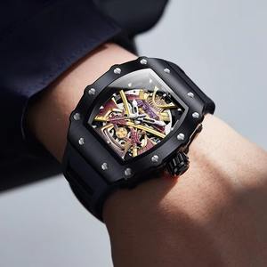 Relojes Mecánicos Automáticos Drioshipping para Hombre, Reloj Deportivo de Lujo con Correa de Silicona y Diseño de Barril de Vino, Resistente al Agua - Product Image 2