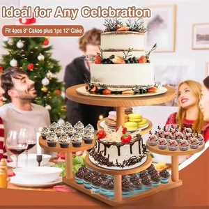 ชั้นวางขนมหวานไม้หลายชั้น 3 ชั้น สำหรับจัดแสดงเค้กในงานปาร์ตี้ - Product Image 4