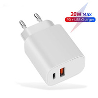 Chargeur USB double port 20W, charge rapide PD, chargeur rapide 3.0, chargeur de téléphone USB C, adaptateur type C pour iPhone Samsung