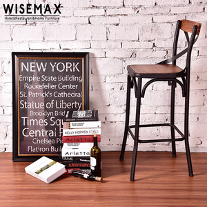 WISEMAX FURNITURE Factory Durable bar Furniture Sets <strong>Black</strong> Wood Stools bar <strong>Chairs</strong> <strong>Arm</strong> Cross X Back bar <strong>Chairs</strong> for Bistro Kitchen - Product Image 2