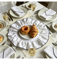 Set de table et serviette en polyester vert sauge à volants ronds - Napperon isolant thermique pour mariage, fête, repas, décoration stimulant l'ambiance