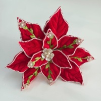 Fleurs artificielles de Poinsettia en polyester pour décorations de Noël, couronnes, arbres, murs, fêtes, tailles et couleurs personnalisées, usage commercial