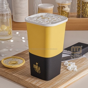 ถ้วยกระดาษคราฟท์สี่เหลี่ยมขนาด16ออนซ์12ออนซ์สำหรับเครื่องดื่มร้อนถ้วยน้ำสีขาวแบบใช้แล้วทิ้งกันน้ำพิมพ์โลโก้ - Product Image 1