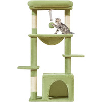 Tour à chat classique écologique de 39,4 pouces à 4 niveaux, arbre à chat luxueux pour chatons d'intérieur, hamac doux, grattoir en bois et papier, sisal