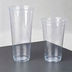 Vente en gros de gobelets en plastique jetables transparents de 12, 16 et 24 oz avec couvercles en PP, imprimés, diamètre 95 mm/90 mm, pour thé/café - Product Image 1