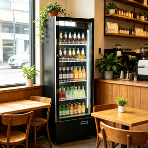 Refrigerador Vertical Negro con Puerta de Vidrio Individual, Enfriador Comercial de Bebidas con Luz LED para Supermercado/Tienda de Conveniencia - Product Image 3