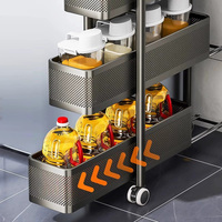 Chariot de rangement mobile moderne multi-niveaux en métal à 4 roues pour cuisine, salon, vaisselle, et espaces étroits sous les armoires