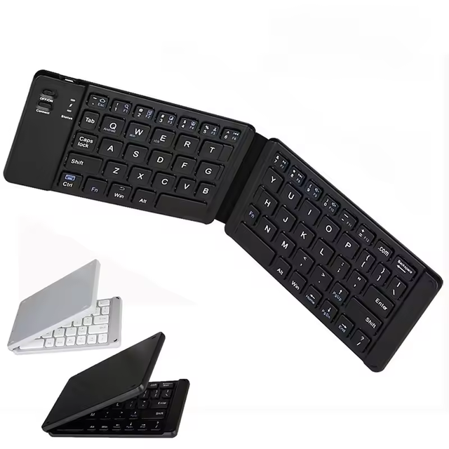 Portable Slim Folding Mini Keyboard Foldable BT Wireless Rechargeable Travel Keyboard for Android Laptop Pc Tablet