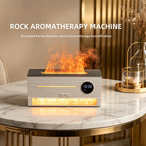 <span class=keywords><strong>Diffuseur</strong></span> d'arômes électrique portable en pierre de sel de cristal avec horloge-réveil <span class=keywords><strong>LED</strong></span> flamme et humidificateur, capacité 260 ml - Product Image 1