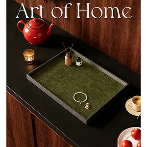 Zenos Vintage PU Leather Rectangular Decorative Luxury Storage Tray TRAY-LP for Home <b>Decor</b> - Product Image 5