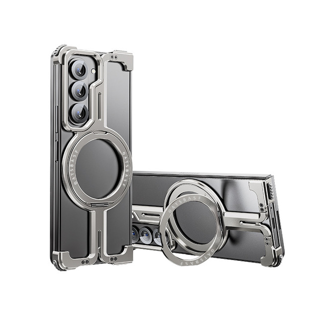 Luxury for Samsung Z Fold7 Phone case Magnetic 360 Rotation Stand for Zfold 6 Hollow Protective case for Z Fold 5 Metal Case Men