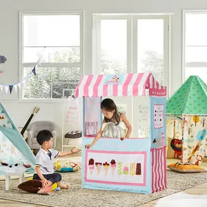 Asweets Unisex Indoor/Outdoor Eisdiele Tipi Zelt Baumwolle Leinwand Kinder Spielzeug Zelte Rollenspiel Spielzeug für verspielte Rollenspiele