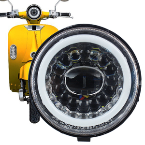 ไฟหน้ารถ wukma หลอดไฟ LED อะไหล่สกู๊ตเตอร์ไฟฟ้า12V เหมาะสำหรับ <span class=keywords><strong>Vespa</strong></span> 4.7นิ้วไฟหน้า LED 12เดือน