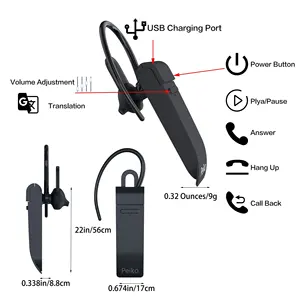 Language Translator Single Earphone Earbud Supports 32 Language &44 Accent Online Real Time Voice Translation Supports 11 Offlin