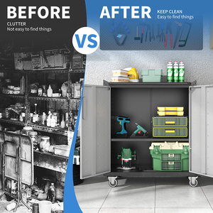 Carrello Portautensili Mobile Moderno Bizoe in Ferro Resistente, Regolabile e Bloccabile, con 4 Ruote Girevoli per Casa, Ufficio e Officina - Product Image 4