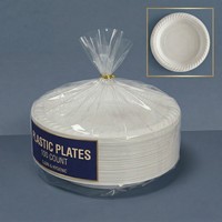 Assiettes en plastique jetables de qualité alimentaire haut de gamme, couleur personnalisée pour les fêtes, les mariages, les desserts, la restauration, sans BPA, respectueuses de l'environnement