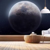 Wallpaper 8D Tiga Dimensi Permukaan Bulan Cekung-Cembung Kain Tanpa Sambungan Tahan Air Perekat Diri dengan Sentuhan Embos Vintage
