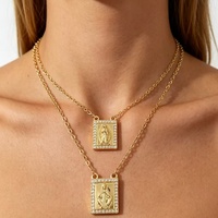 Collier Chapelet de Protection Spirituelle Vierge Marie avec Médaillon Ovale Incrusté de Zircons, Croix Circulaire, Pendentif Goutte Pointue et Double Boucle